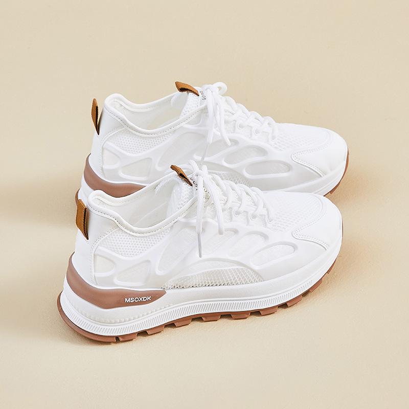 Height-increasing little white shoes 2025 new summer mesh breathable wedge heel mesh shoes thick-soled hollowed-out casual dad shoes women's shoes