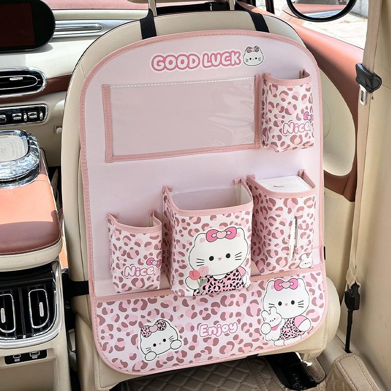Cute Cat Car Seat Back Organizer Multi Functional Hanging Storage Bag For Car Back Seat
