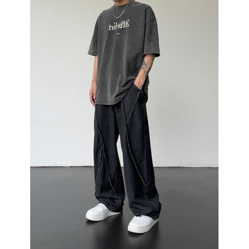 Men's Spring/Fall Hip-Hop Straight-Leg Jeans - Relaxed Fit Wide-Leg Pants