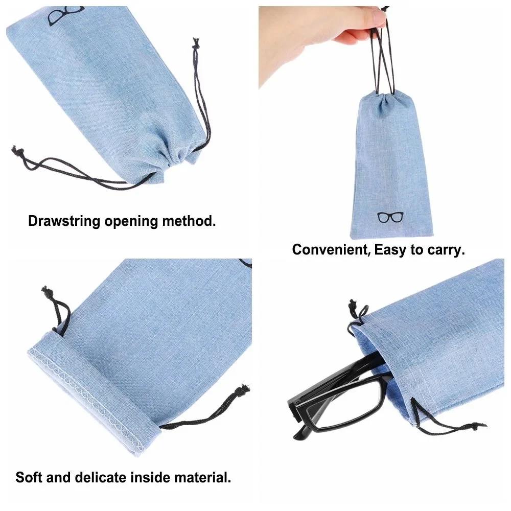 1-11pc Linen Fabric Sunglasses Bag Soft Cloth Glasses Bag Drawstring Portable Eyeglasses Pocket Multi-Functional Storage Bags