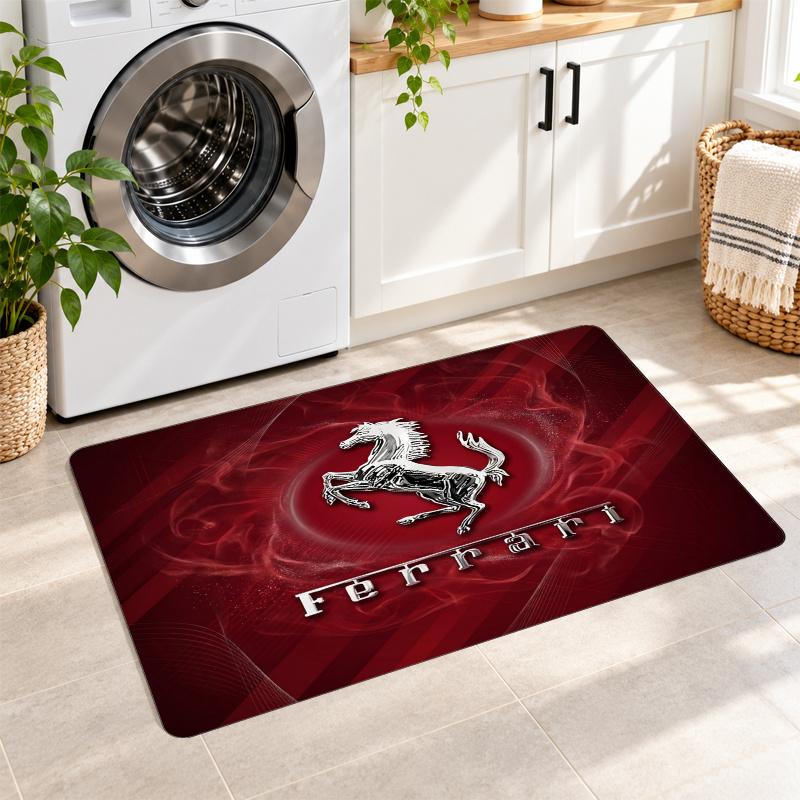 Flannel Kitchen Mat Ferrari Soft Area Rug Non Slip Floor Carpet Home Decoration