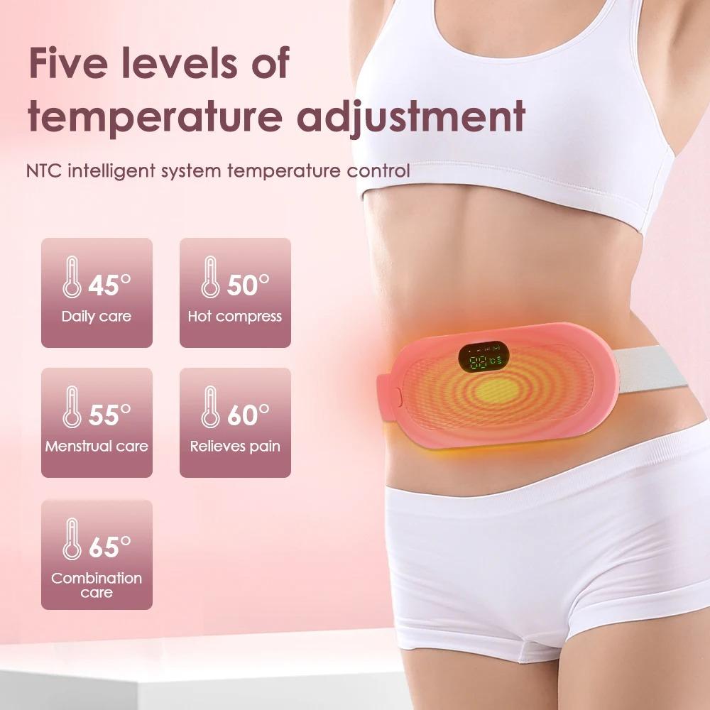Women Smart Warm Palace Belt Relieve Period Cramp Pain Menstrual Heating Pad Vibration Massage Abdominal Relieve Menstrual Pain