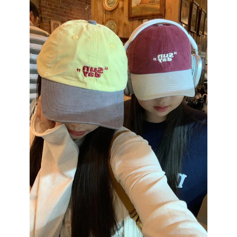 Small niche color blocking design baseball cap, personalized Korean outdoor sports hat,men's and women's adjustable duckbill cap