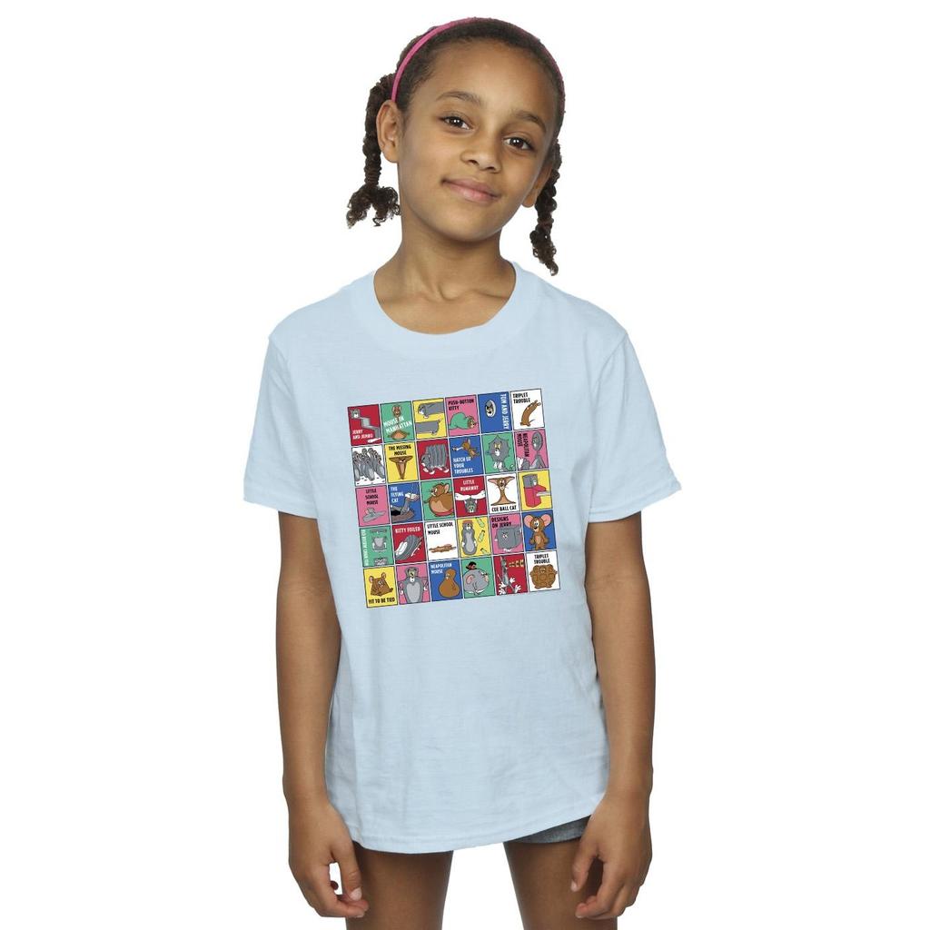Tom and Jerry Tricou din bumbac cu imprimeu pătrat pentru fete