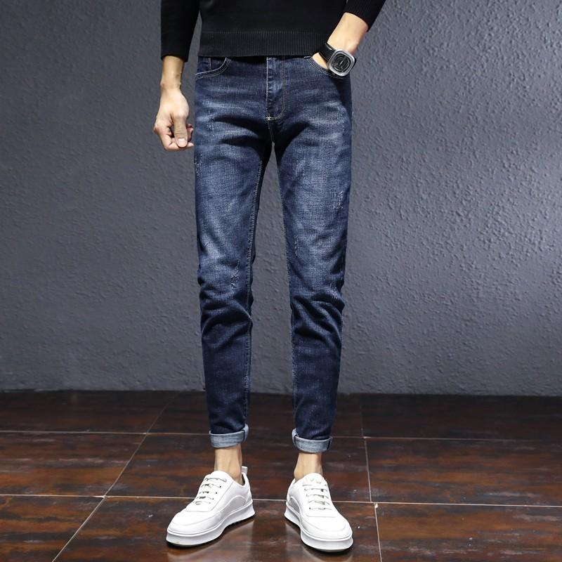 

Мужские джинсы 2023 Тонкие корейские повседневные джинсы Модные эластичные длинные узкие
