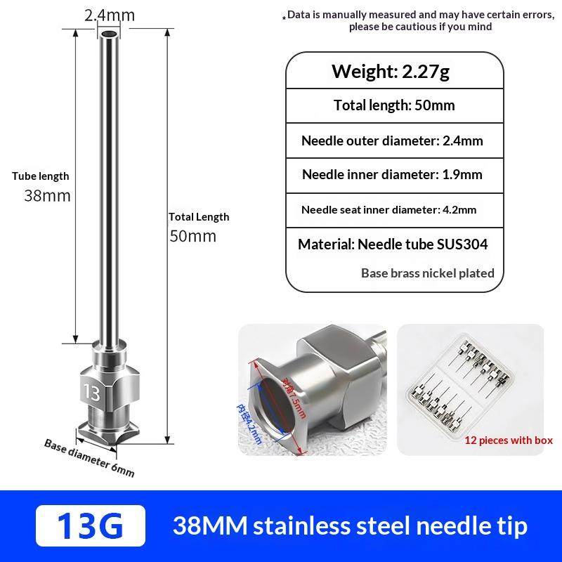 38mm Glue Needle Tube 1.5 Inch Metal Dispensing Nozzle for Thick Liquids Flexible Use for Home Improvement Projects
