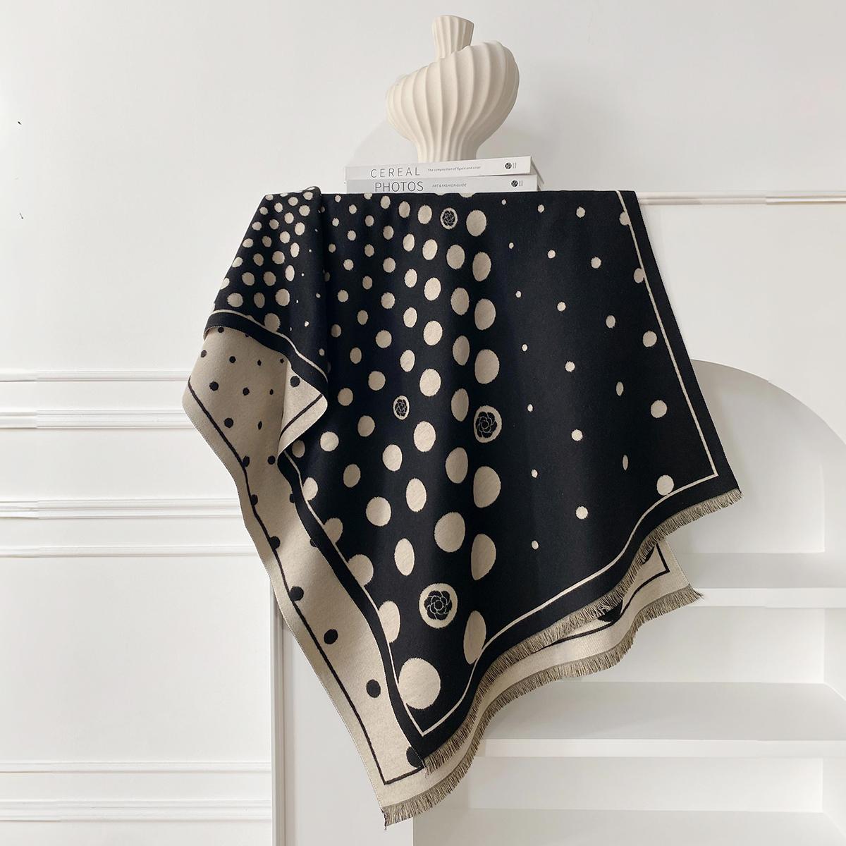 

Winter Women S Polka Dot Pattern Scarf Thick Pashmina Shawl Warm Two-Sided Female Blanket Wrap Elegance Foulard Accessory