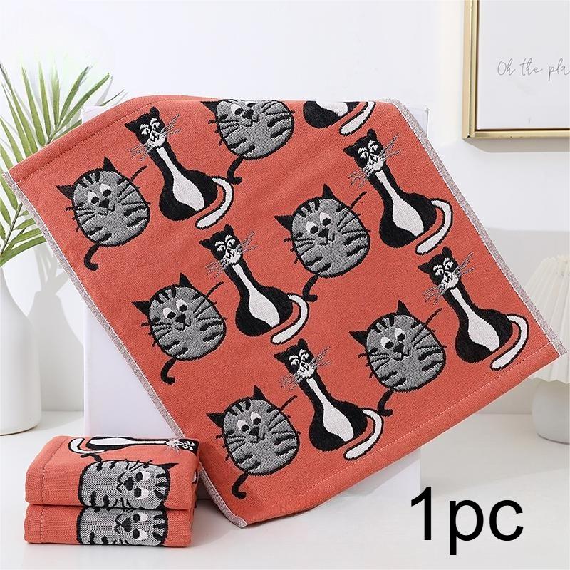 

1pc Super soft Cotton towel with cute cat pattern, size 13.39 * 15.75 inches, suitable for kitchens Four layers of cotton gauze
