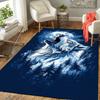 1pc White Wolf Pattern Area Rug, Anti Slip Non Shedding Stain Resistant Carpet