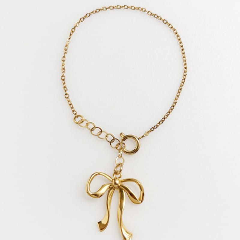 August Harmony Bow Slim Chain Bracelet / 2color