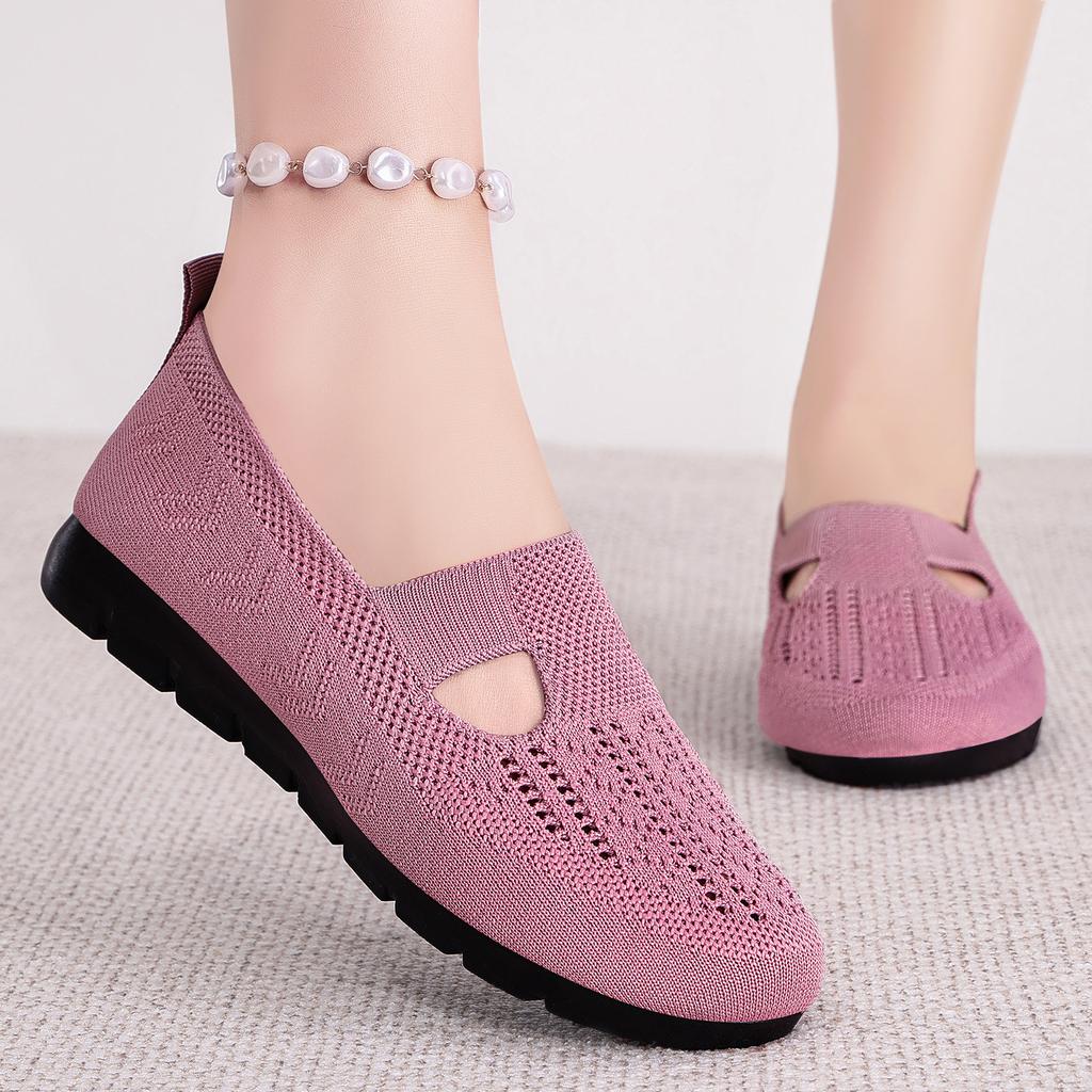 Women's Shoes Versatile Breathable Hole Shoes Large Size Women's Shoes Slip On Casual Comfortable Soft Bottom Mom Shoes Walking All Day Sneakers