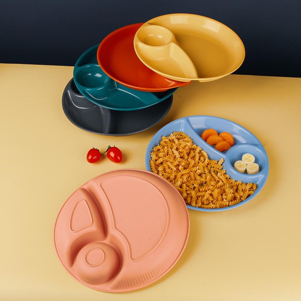 2pcs Plastic Food Plate Round Fruit Serving Tray Kitchen Tableware Meal Measure Dish Salad