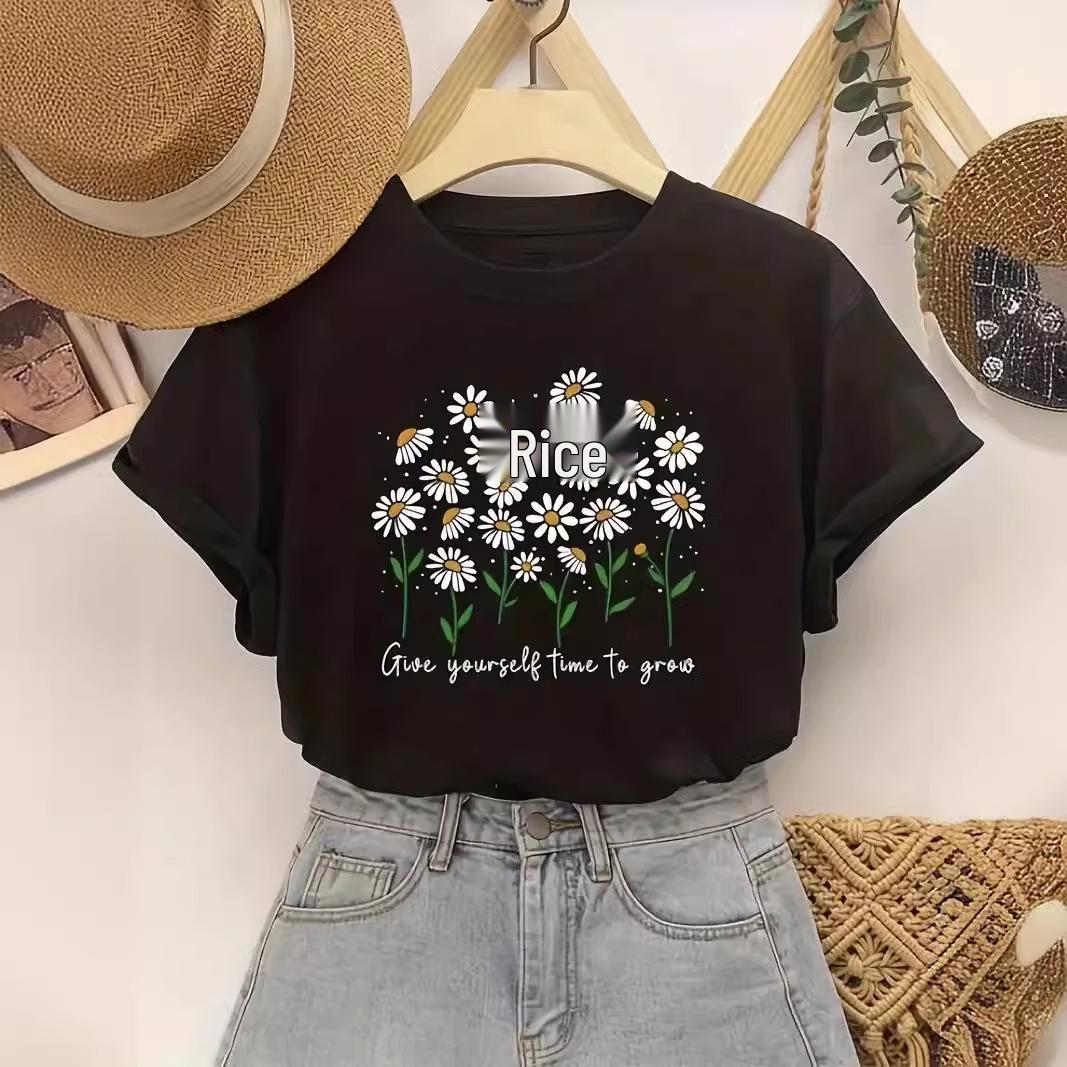 

2024 Women s Print Short-Sleeved Tops for European and American Markets XXXL