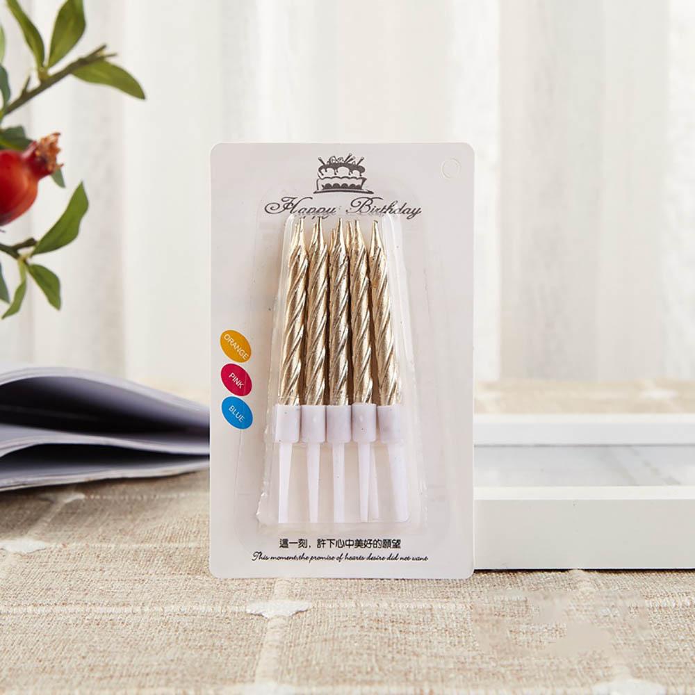 

6 коробок/упаковка, красочная свеча на день рождения с резьбой и позолоченной пищевой спиральной свечой для выпечки торта, украшения для дня рождения, вечеринки шампанского