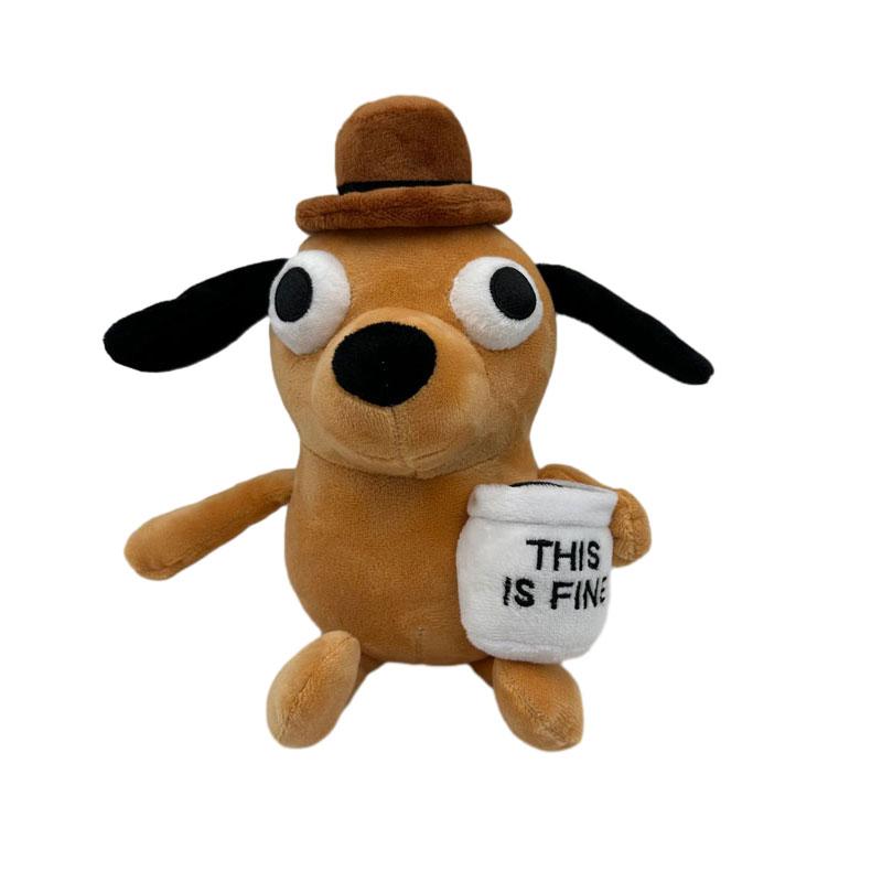 25cm This Is Fine Meme Kaffee Hund Plüschtier Weicher Gefüllter Hund Plüschtier Plüschpuppe Für Kinder Geburtstag Weihnachtsgeschenk