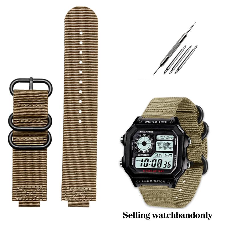 

Модифицированный нейлоновый ремешок для часов для Casio AE1200WH/1300/1000/1500 AE-1200 A158W A159 Водонепроницаемый спортивный ремешок для запястья для улицы 24*18 мм 24mm-18mm