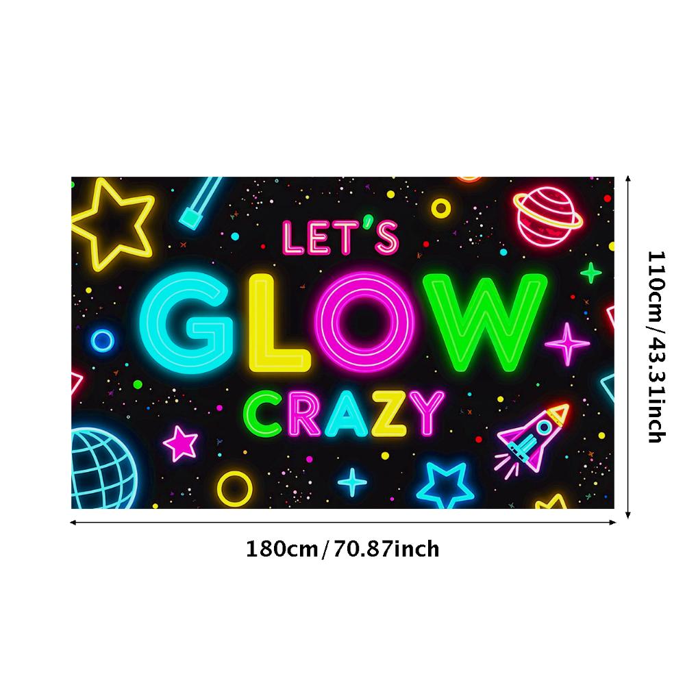 

Colorful Pattern Decorative Backdrop Space Theme Banner Glow Party Banner for Birthday Party Party Decor Celebration Event