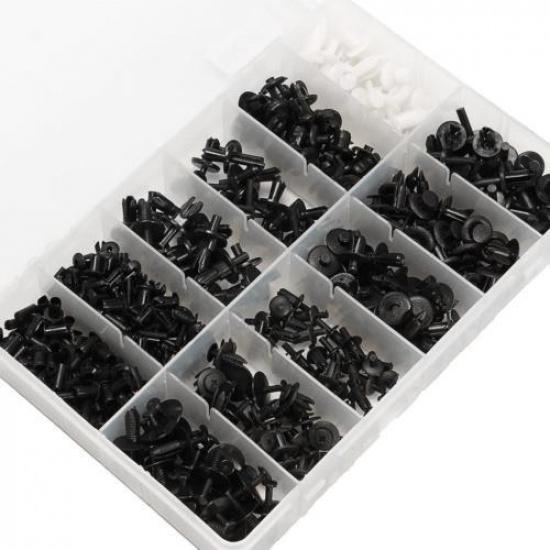 350 Clips Car Body Plastic Push Pin Rivet Trim Moulding Kit 12 Model Black Rivet