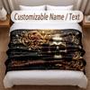 Skull Gothic Theme Soft Blanket Personalized Custom Name Text Print Warm Blanket Home Sofa Bedroom Decor