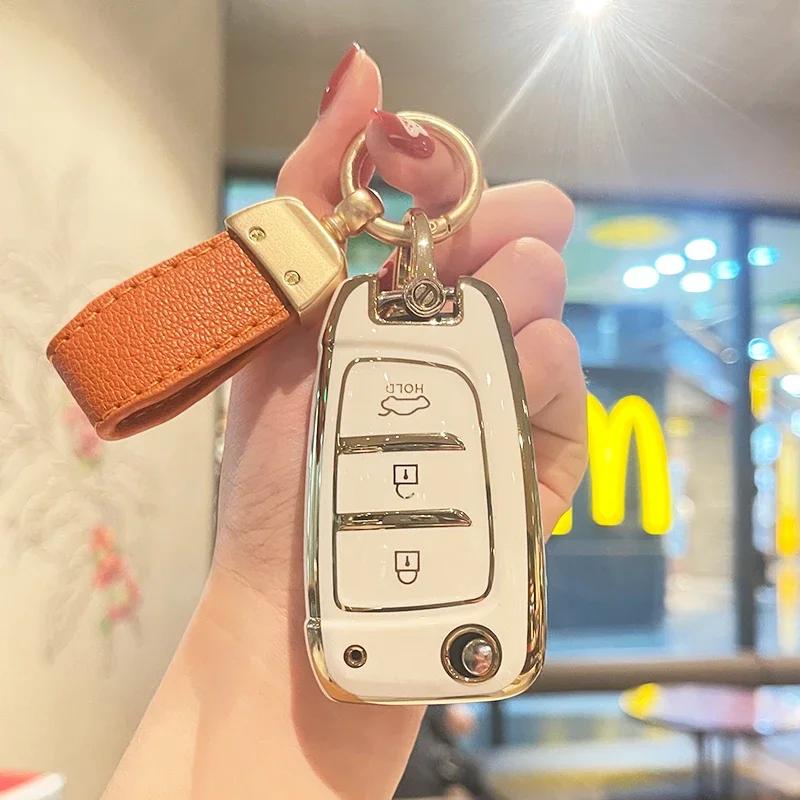 

Tpu Car Flip Folding Key Case Cover Fob For Hyundai Santa Fe Kona Accent Elantra Solaris Tucson I30