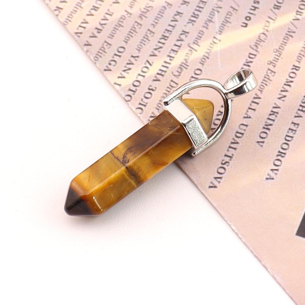 Hexagonal Column Natural Amethyst Powder Crystal Winding Hexagonal Column Pendant Handmade Bullet Necklace Jewelry N788