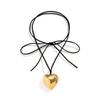 Fashion Punk Necklace Big Love-Heart Pendant Necklace Women Adjustable Wax Rope Chain Necklace Party Jewelry Ornament