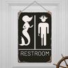 Funny Mermaid Pirate Vintage Restroom Door Sign bathroom signs Decor Use For NauticalMermaidPirateBeachShip Themed Wall