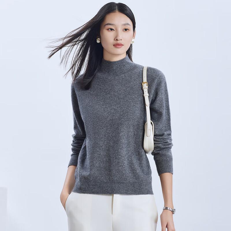 FAPAI Women's Cashmere Blend Semi-High Neck Sweater