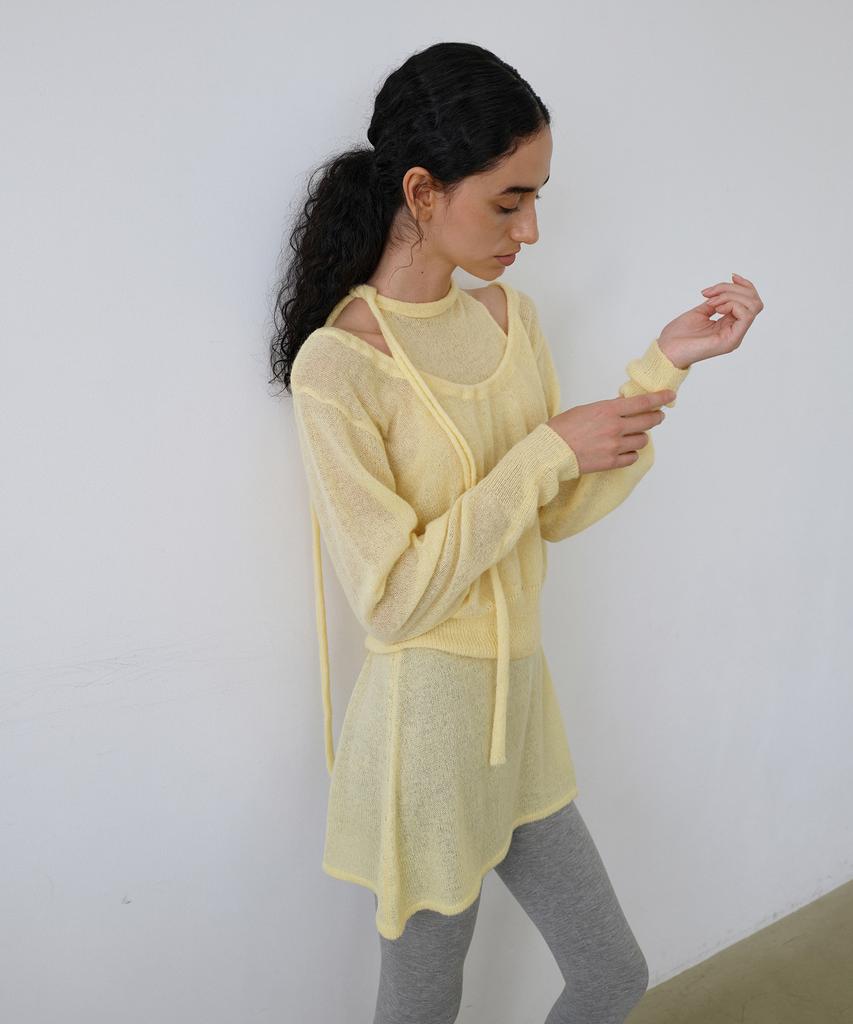 UUNE SCENE String Deep U-Neck Knit_Yellow