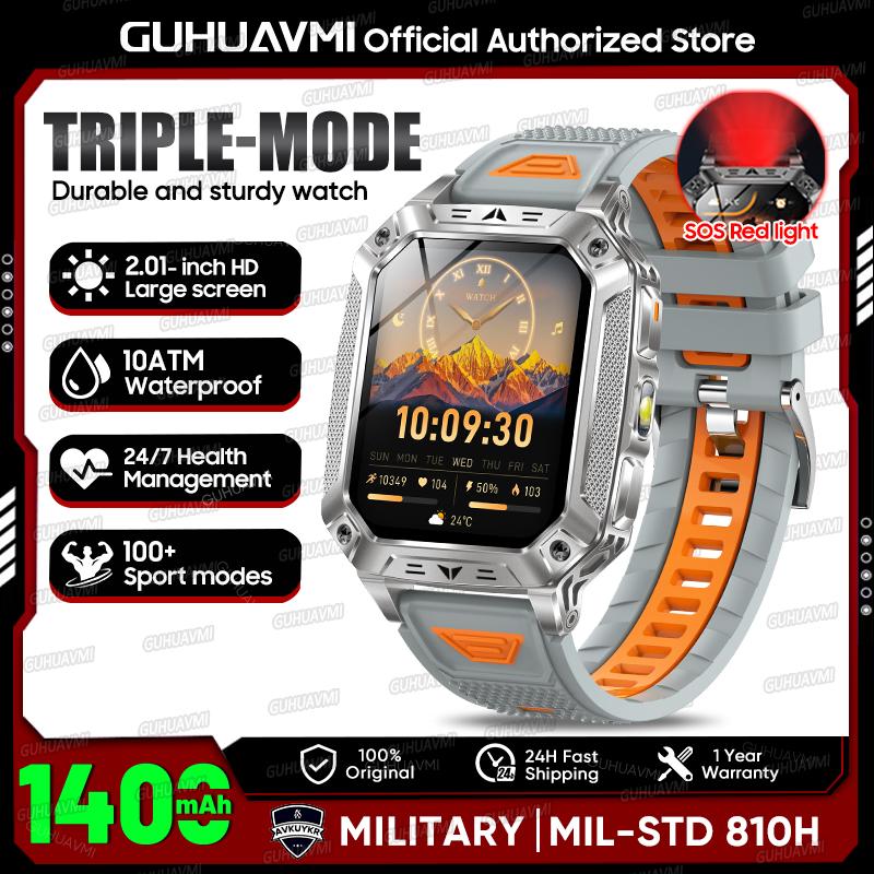 Orologio Smart Sportivo da Uomo per Esterni Batteria Grande 1400mAh Impermeabile Chiamata Vocale Musica Ossigeno nel Sangue Sport Smartwatch uomo donna Fitness