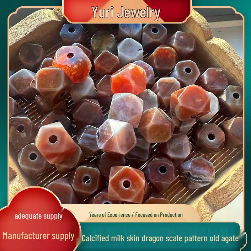 11×12mm Milk Skin Calcified Dragon Scale Agate Beads for DIY Jewelry. -