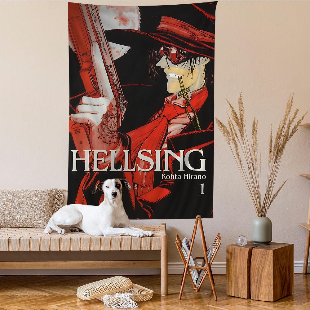 

Hellsing Game Anime Tapestry Hippie Flower Wall Carpets Dorm Decor Wall Hanging Home Decor 74x94cm(29x37in)