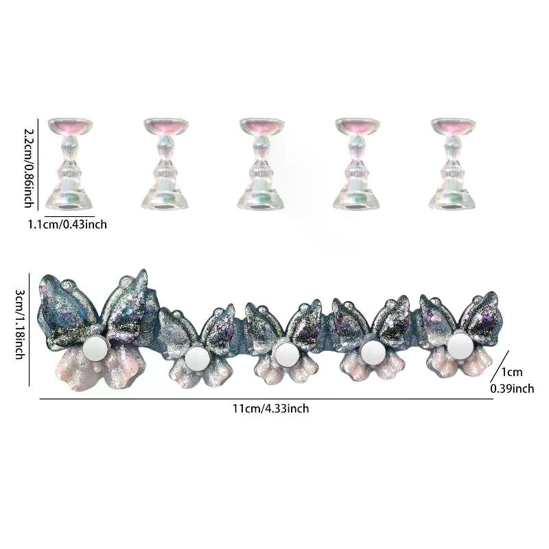 5pcs/set Aurora Butterfly Magnetic Nail Tip Display Stand For Manicure Press-On Nails Training Gel Nail Polish Nail Tip Display