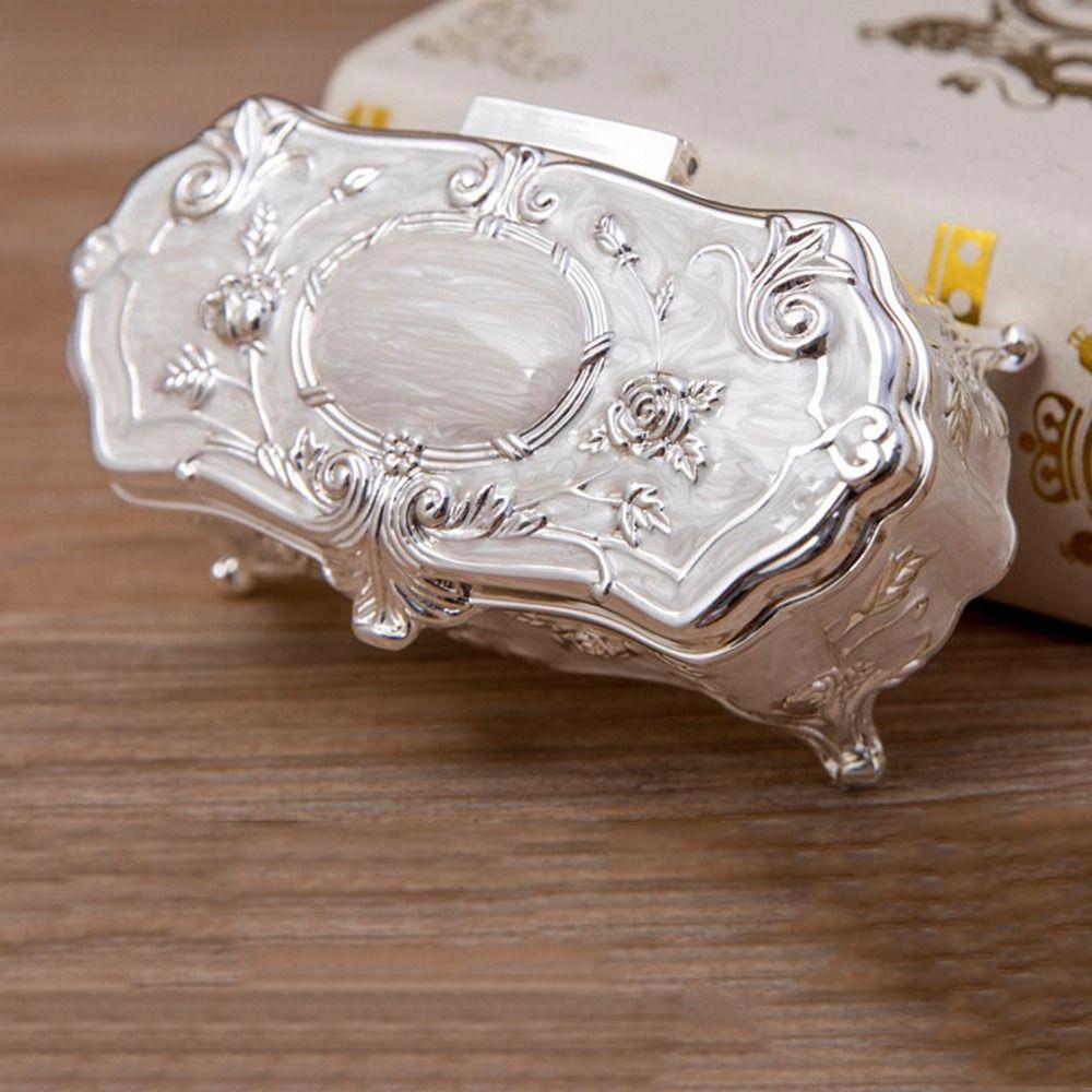 Schmuckschatulle Europäische Schmuckaufbewahrungsschale Vintage Zinklegierung Schmuckkästchen Langlebige Handbemalte Wattestäbchenbox Damen