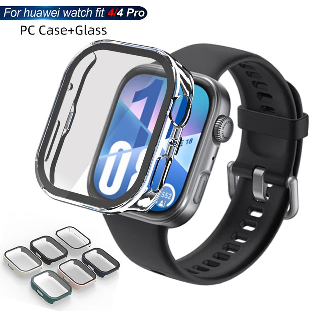 Herdet glass+deksel til Huawei Watch Fit 4/4 pro Rundtdekkende skjermbeskytter Hard PC-støtfanger Klokkekasser til Huawei Watch Fit 4