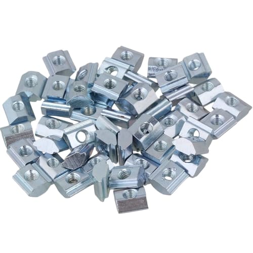 

50pcs M5 T-Slot Slider Nuts, T-Nuts for 20-Rail Aluminum Frames, Carbon Steel, Aluminum Profile Accessories