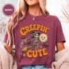 Funny Skeleton Witch Tee, Creepin Cute, Halloween Party, Spooky Season Comfort Colors