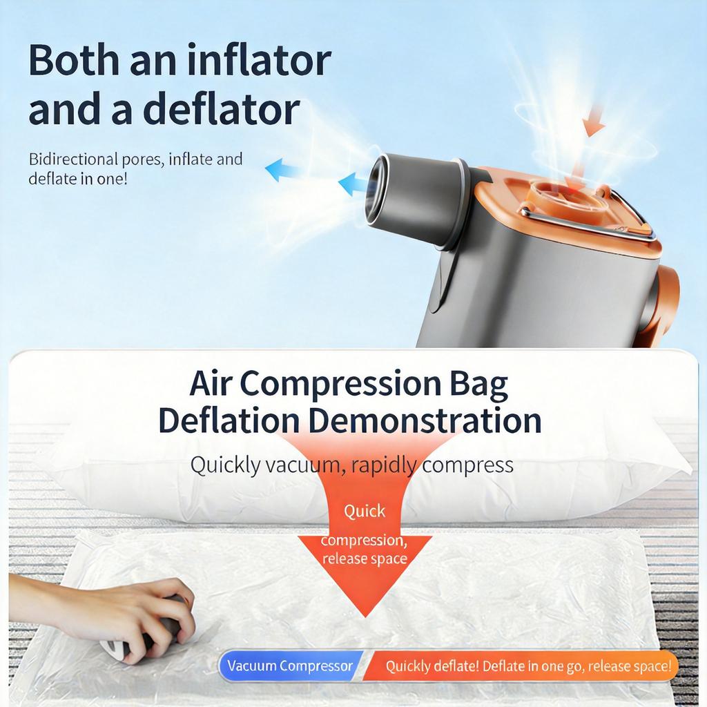 Portable Air Pump with Camping Light Rechargeable Inflate Deflate Pumps 1300mAh for Pool Floats/Air Bed/Vacuum Storage Bags