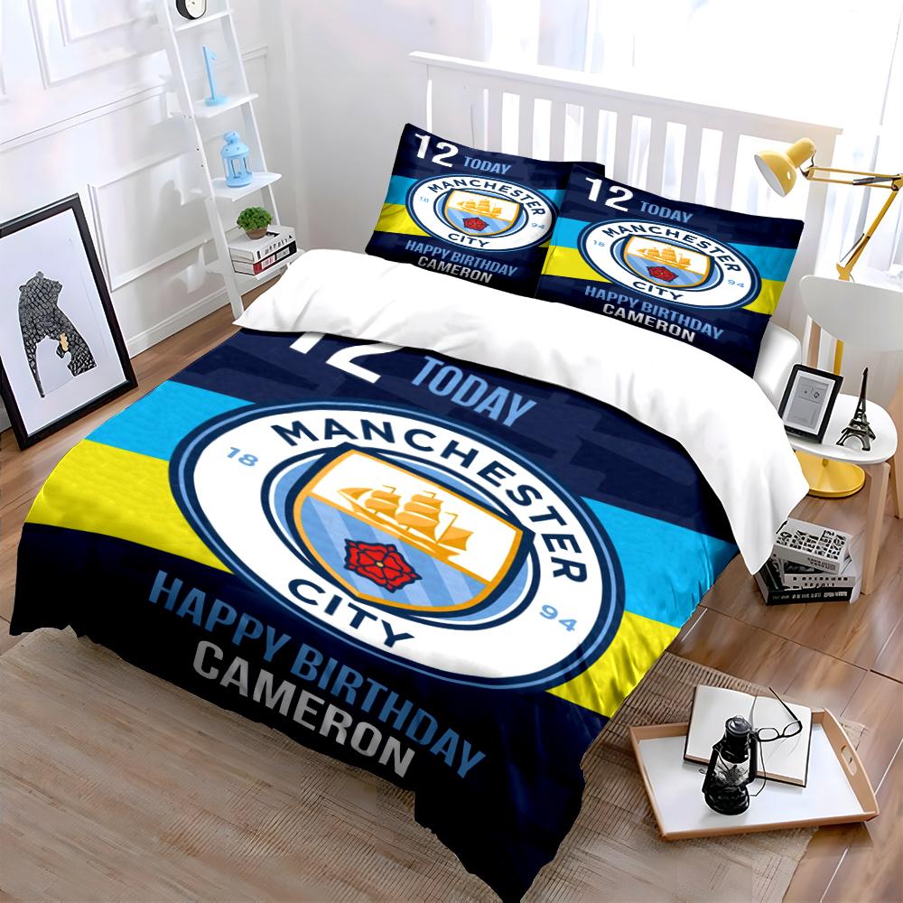 "Manchester City Birthday Set" Bedding Duvet Cover Set Duvet Cover Pillowcases Home Decor (1 * Duvet Cover 2 * Pillowcases, Without Duvet Insert)