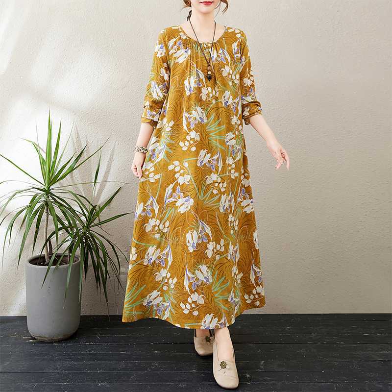 

Платье с круглым вырезом, на кулиске, свободного кроя, мешковатое, минималистичное, с длинным рукавом, экстра-длинное, в отпускном стиле L