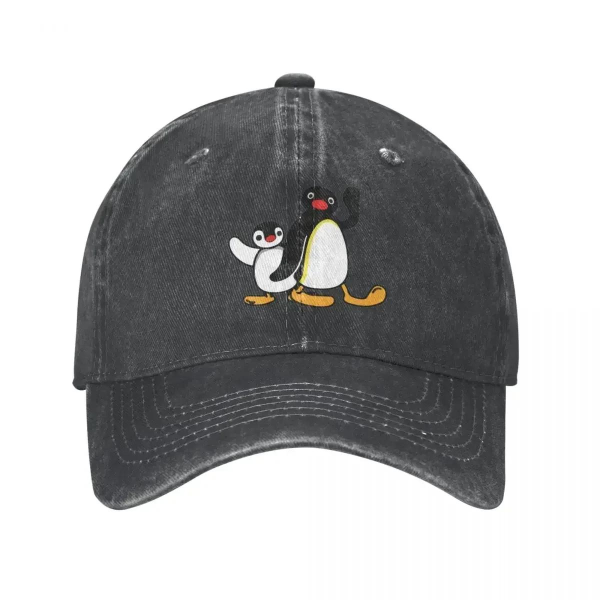 

Pingu Unisex Women Baseball Cap Penguin Distressed Denim Washed Hats Cap Classic Outdoor Running Golf Adjustable Snapback Cap One Size