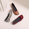 New pleated soft leather diagonal head soft leather low heel shallow mouth single shoes autumn temperament grandma shoes