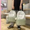 Schoolbag Japanese Ins Solid Color Schoolbag for Female Junior High School Students, High Value College Style Backpack for Students, Ink Painting 