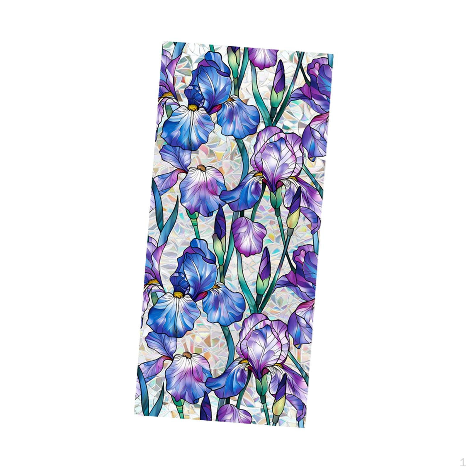 

Цветочная наклейка на окно, статическое покрытие для офиса, дома, пленка для конфиденциальности, наклейка на стекло, наклейка, праздник Blue Purple