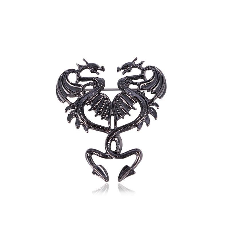 Retro Oil Drip Cartoon Dragon Shape Brooch Zodiac Personality Suit Coat Accessories Pin Jewelry