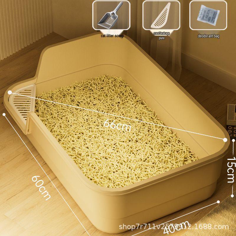 Extra Large Semi-Enclosed Anti-Tracking Plush Cat Litter Box