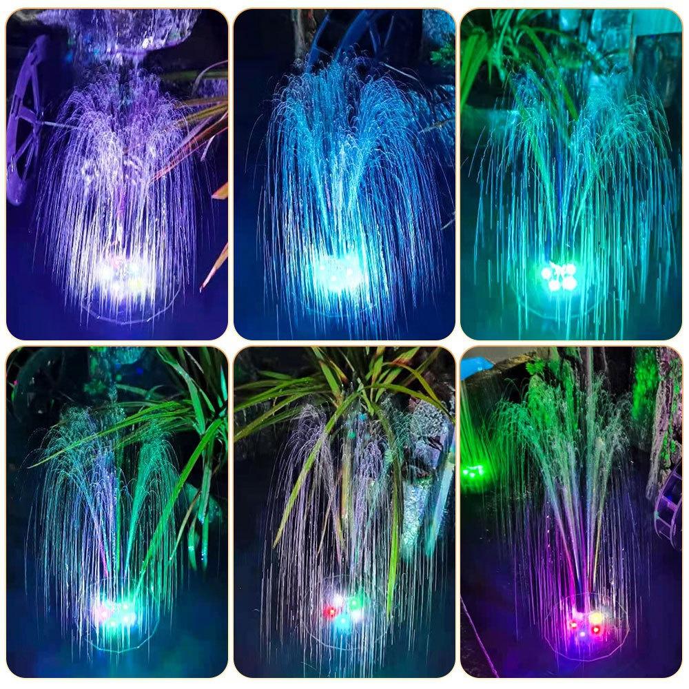Waterproof Solar Fountain with LED Light 3W 7.48/6.3 Inches Solar Panel Bird Bath Fountain Colorful 6/4 Lights Swimming Pump Floating Solar Fountain