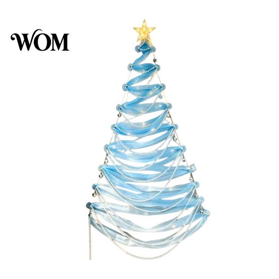 Lighted Christmas Wall Decoration DIY Tree Decor Kit, Hanging Fabric Ornament Set Holiday Backdrop for Window Wall, Handmade Craft with LED