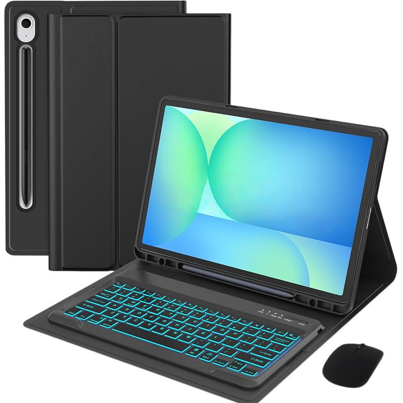 Compatible Samsung S10 FE+ Backlit Bluetooth Keyboard Protective Case, 13.1 Inch Galaxy Leather Case with Mouse