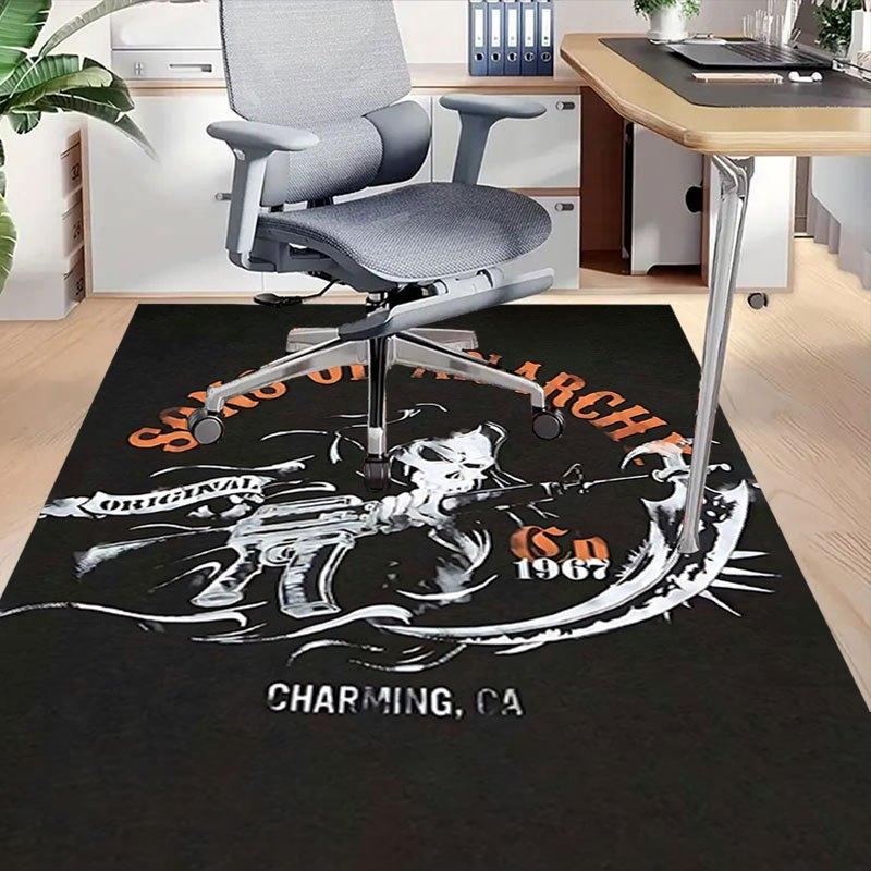 1pc Sons of Anarchy Themed Office Carpet Chair Mats - Durable Polyester Rug for Home Theater, Office, Dorm Room Decor - tA59